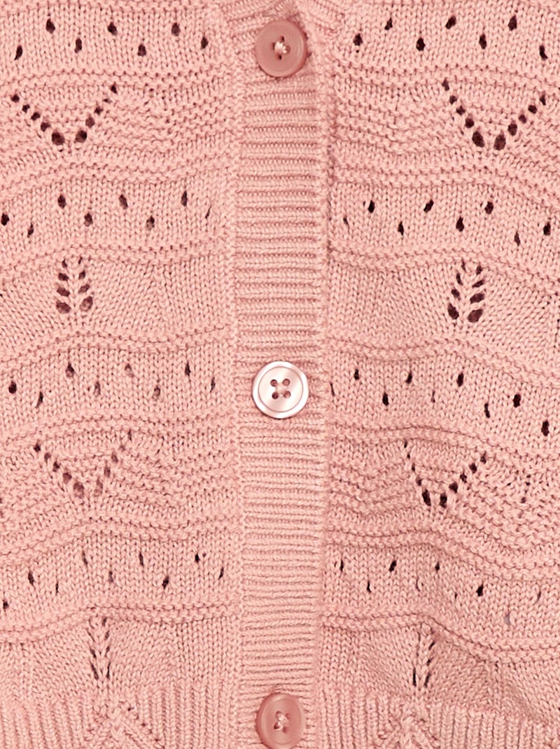 Gilet en maille ajourée Rose - Kiabi