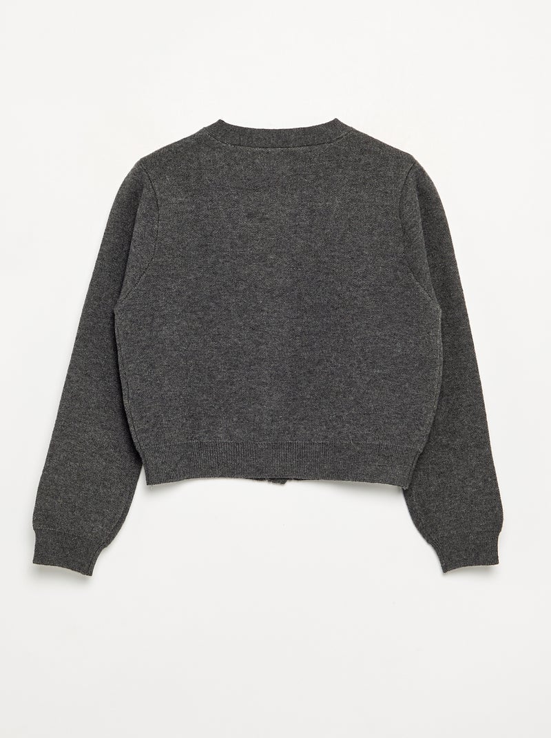 Gilet en maille compacte avec boutons argentés Gris/Gris moyen - Kiabi