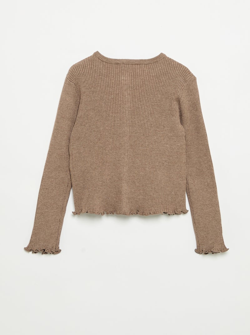 Gilet en maille côtelée à manches longues Beige - Kiabi