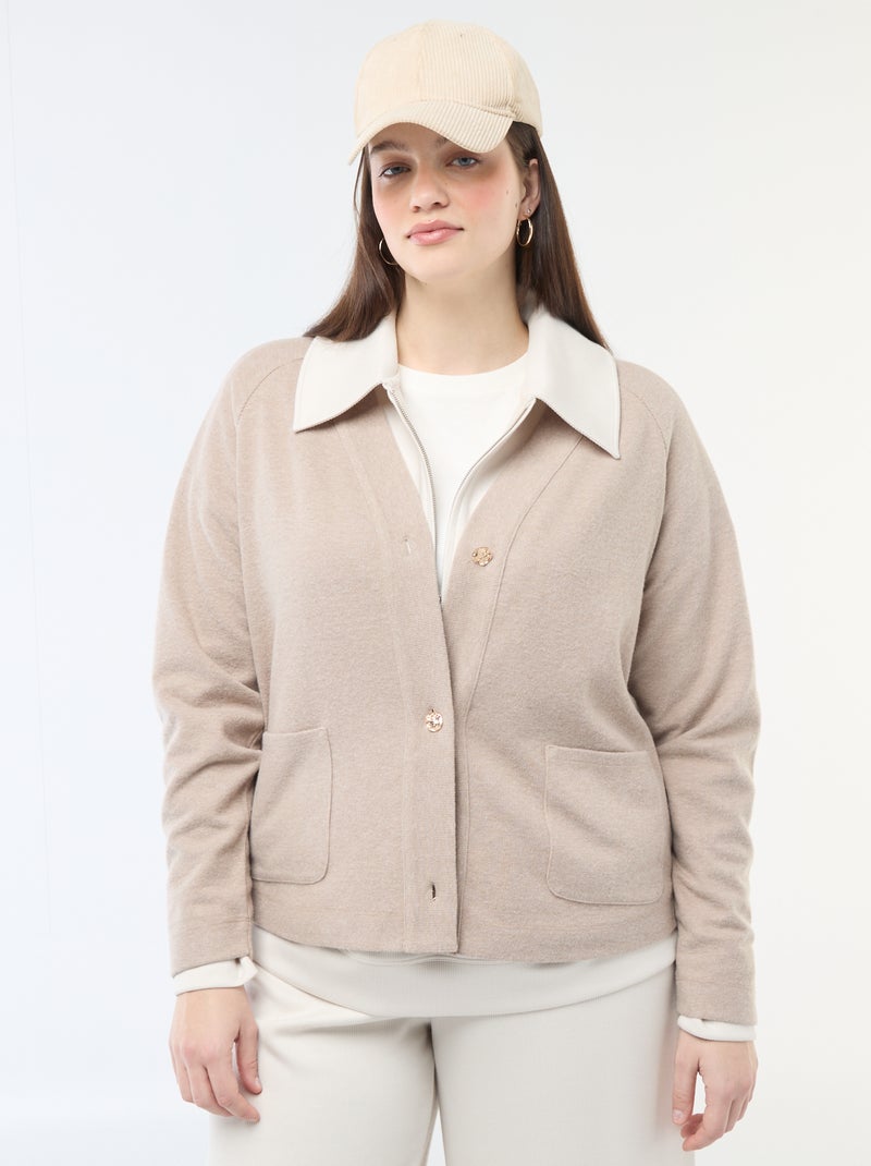 Gilet en maille doudou Marron - Kiabi