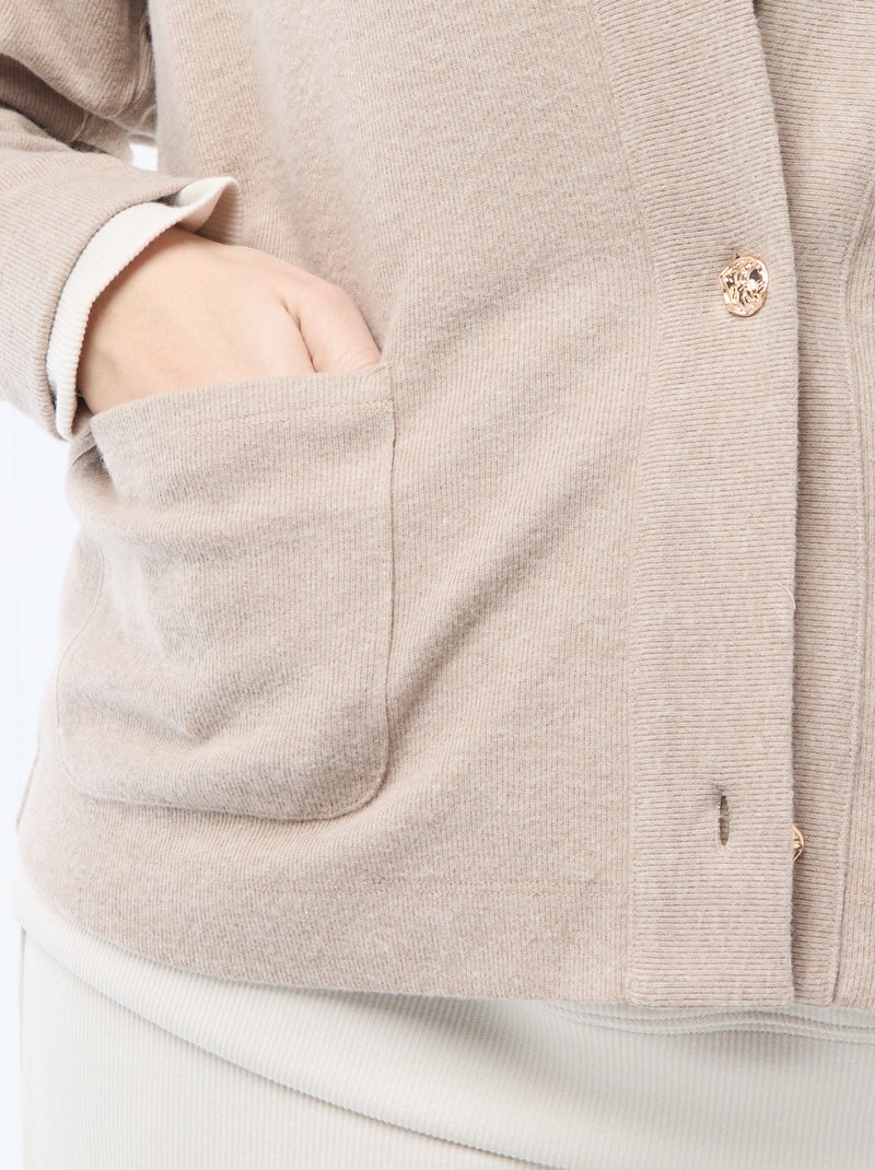 Gilet en maille doudou Marron - Kiabi