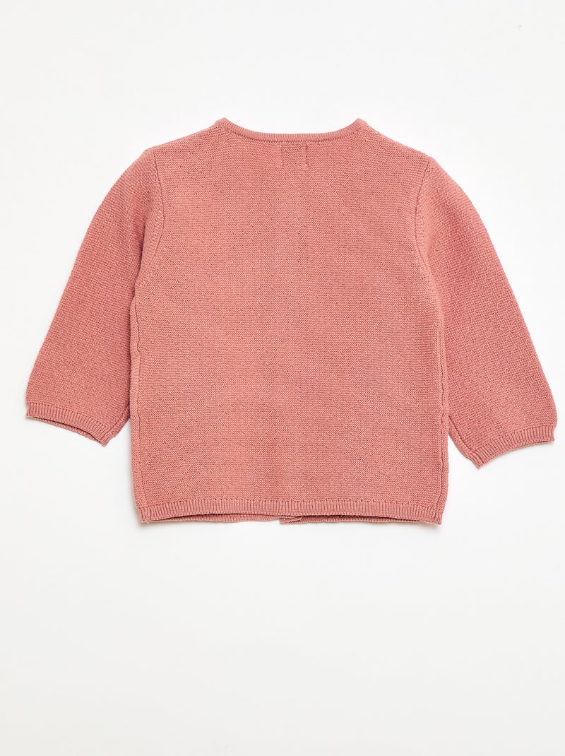 Gilet en maille fantaisie ajourée Rose - Kiabi