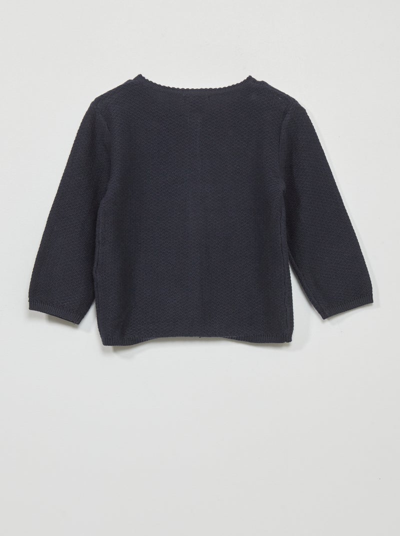 Gilet en maille fantaisie Bleu marine - Kiabi