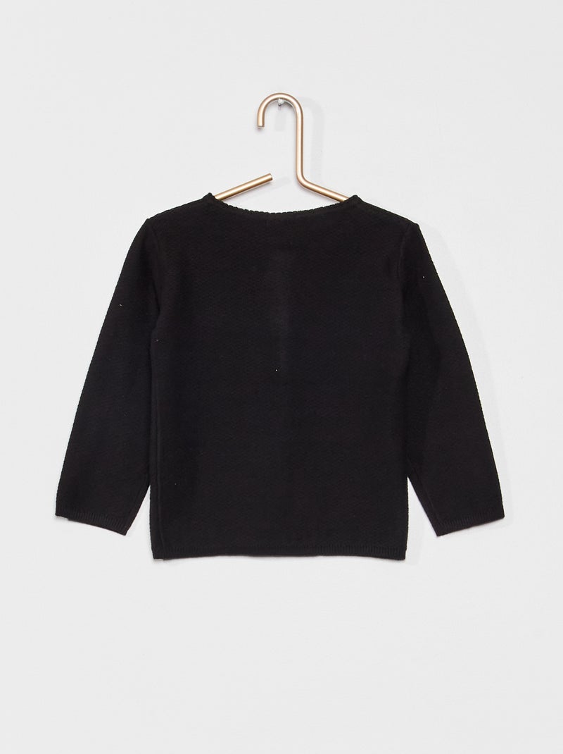 Gilet en maille fantaisie Noir - Kiabi