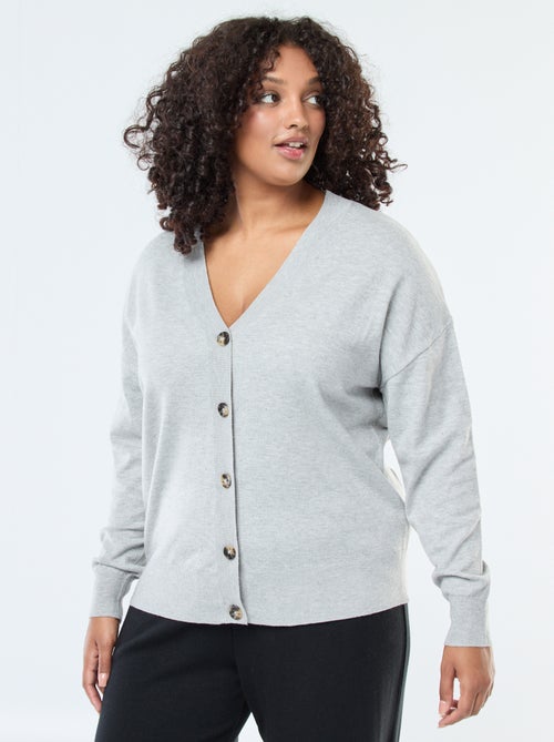 Gilet en maille fine avec ouverture boutonnée - Kiabi