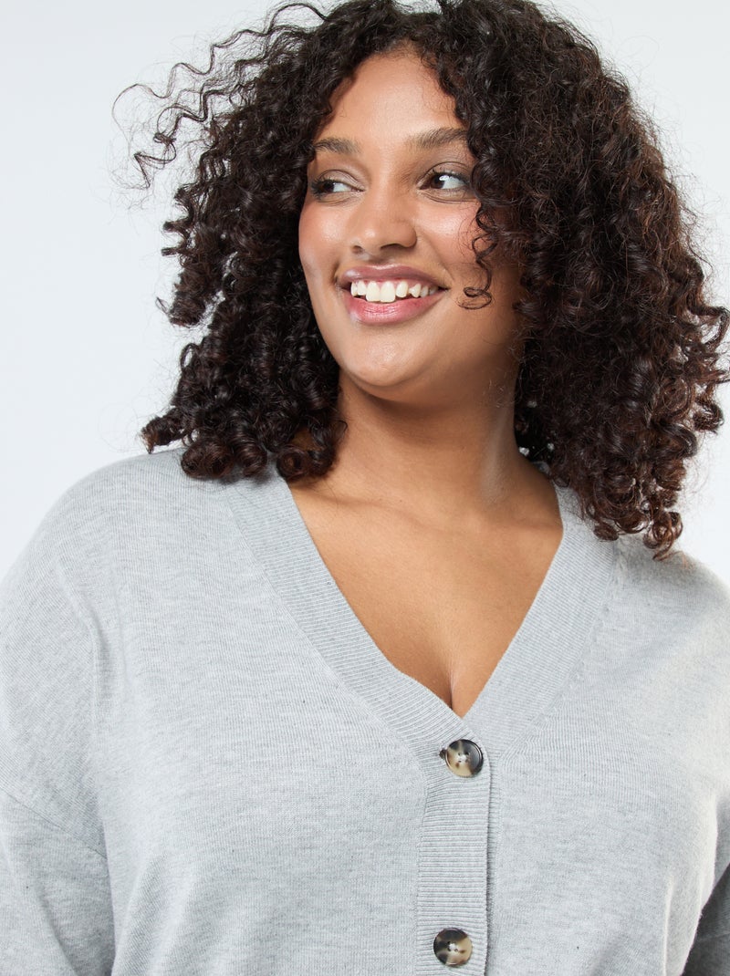 Gilet en maille fine avec ouverture boutonnée Gris - Kiabi