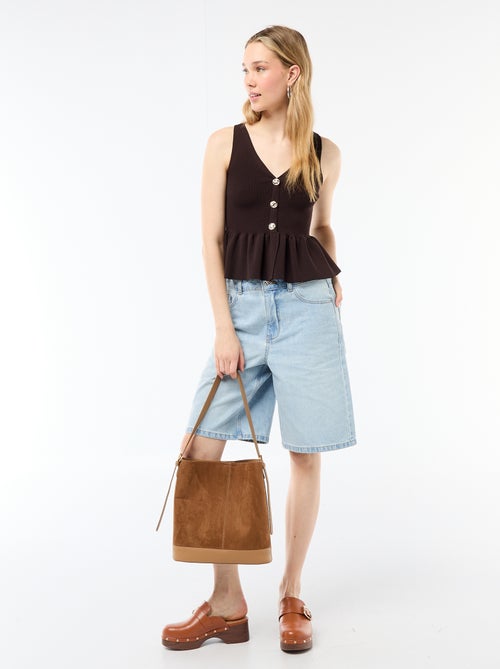 Gilet en maille fine jauge ouverture boutonnée - Kiabi