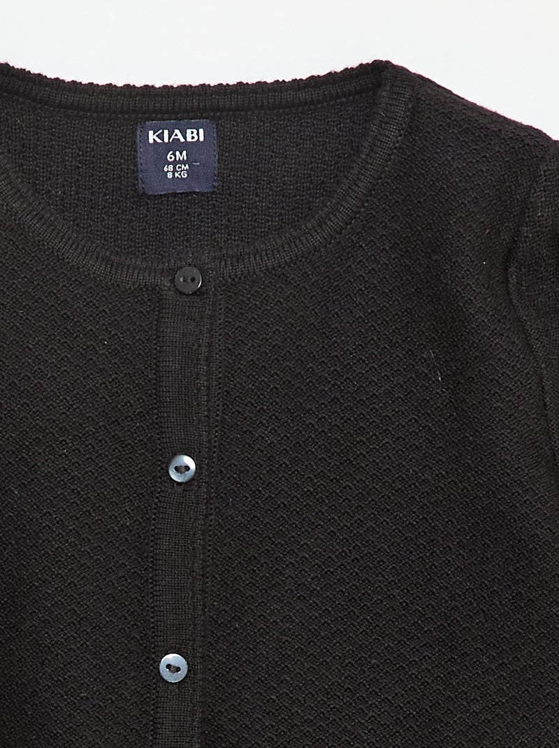 Gilet en maille fine jauge uni Noir - Kiabi