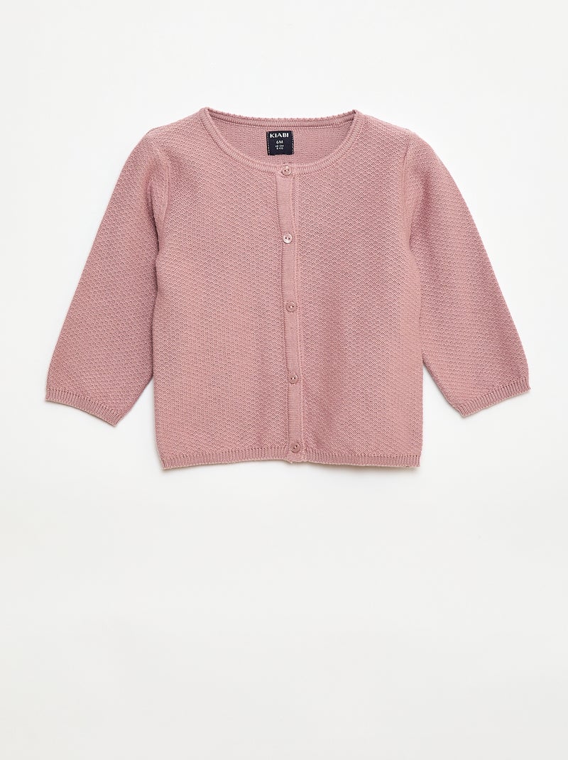 Gilet en maille fine jauge uni Rose - Kiabi