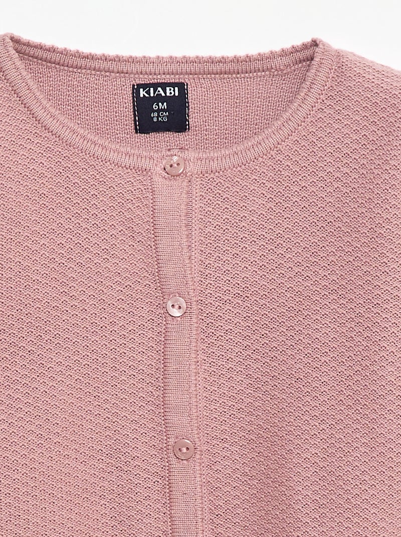 Gilet en maille fine jauge uni Rose - Kiabi