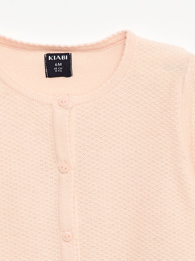 Gilet en maille fine jauge uni Rose - Kiabi