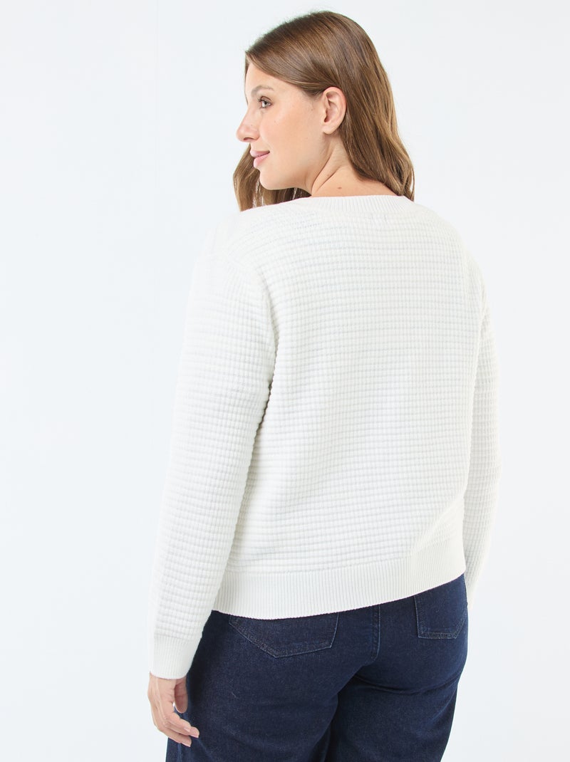 Gilet en maille gaufrée avec boutons dorés Beige - Kiabi