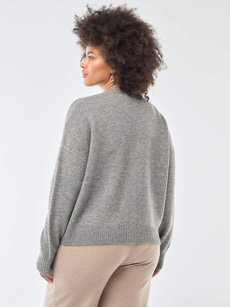 Gilet en maille grosse jauge Gris - Kiabi