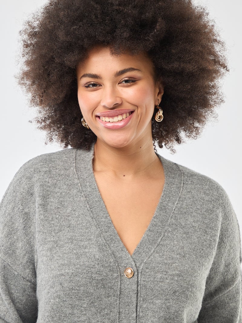 Gilet en maille grosse jauge Gris - Kiabi