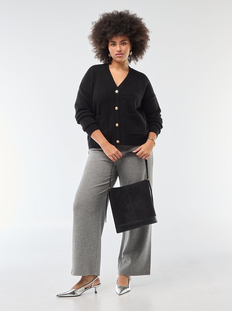 Gilet en maille grosse jauge Noir - Kiabi