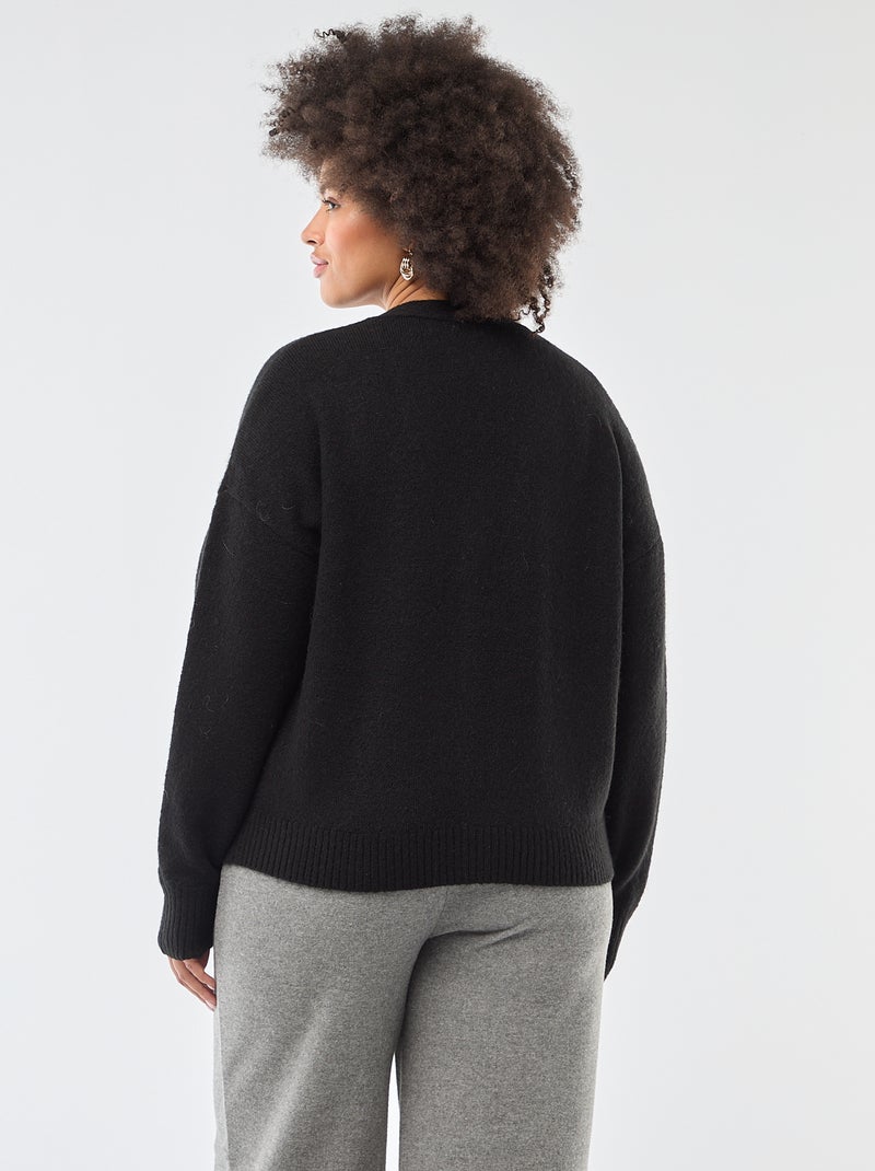 Gilet en maille grosse jauge Noir - Kiabi