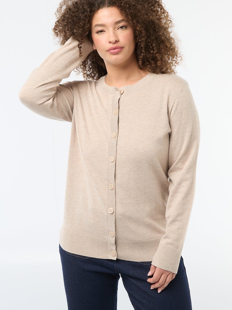 Gilet en maille uni Beige - Kiabi