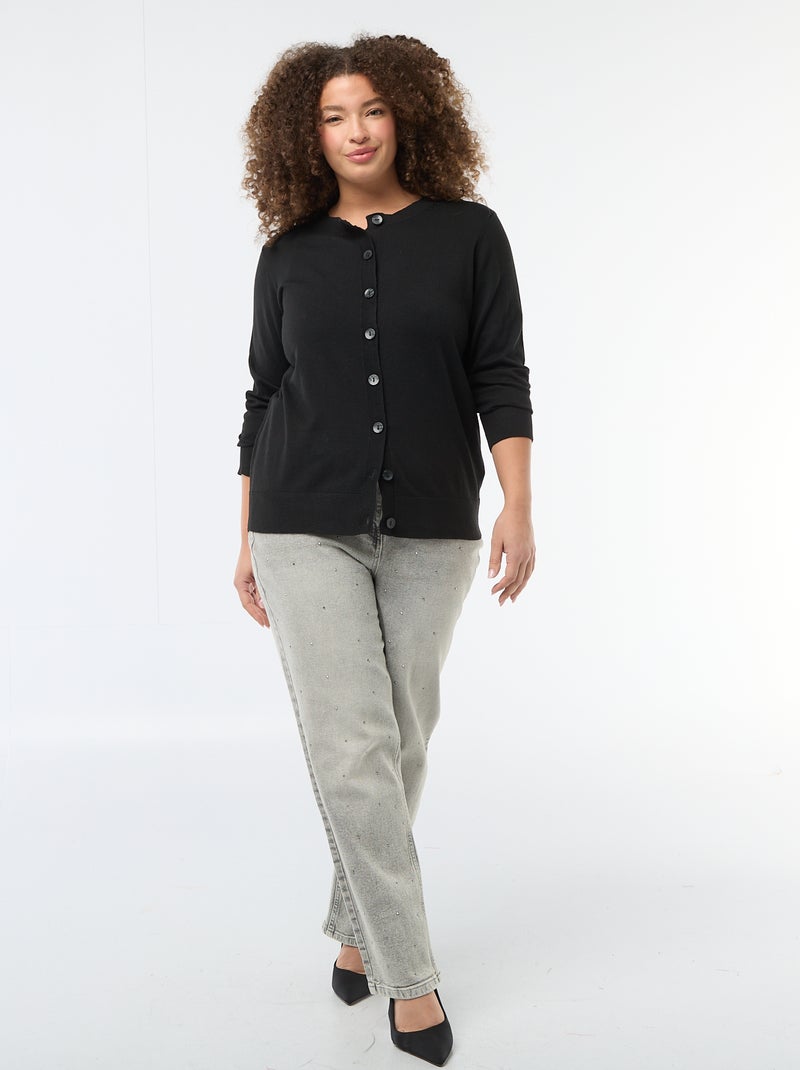 Gilet en maille uni Noir - Kiabi