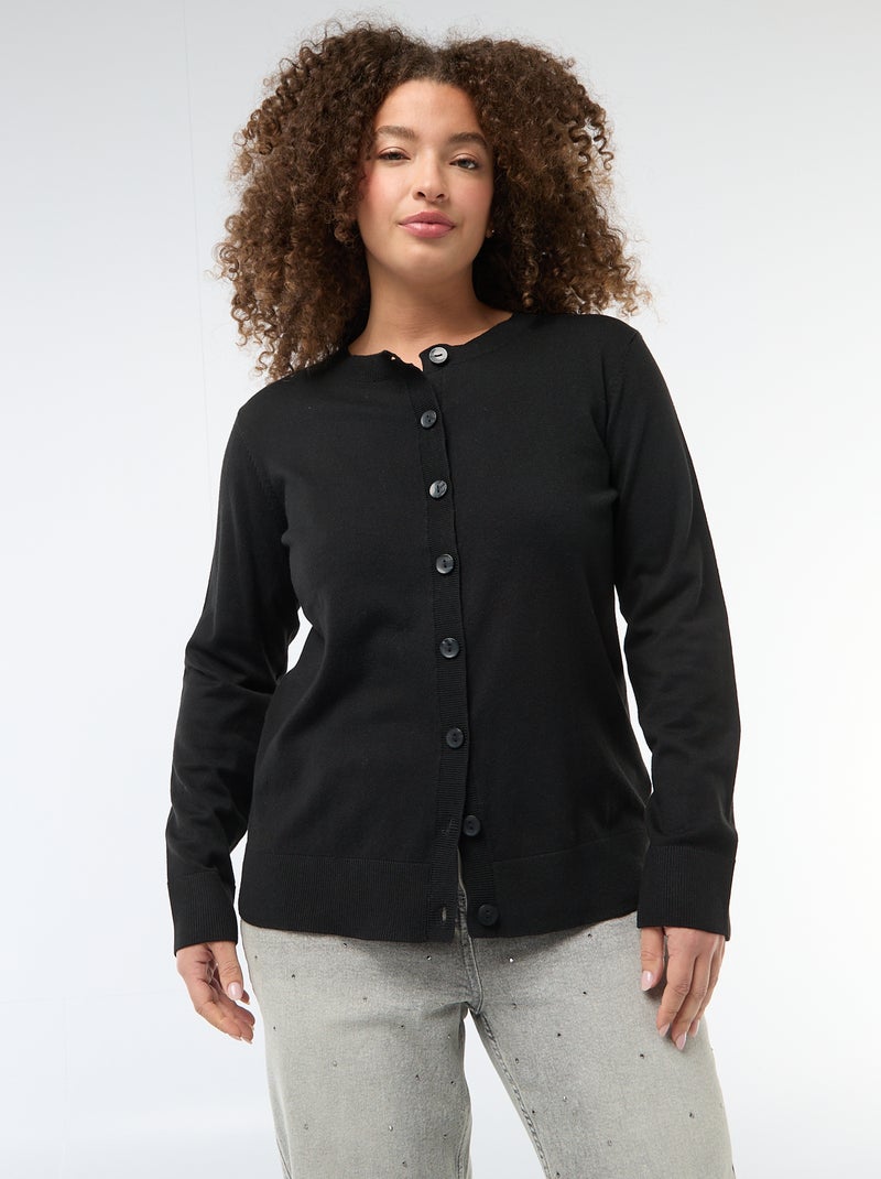 Gilet en maille uni Noir - Kiabi