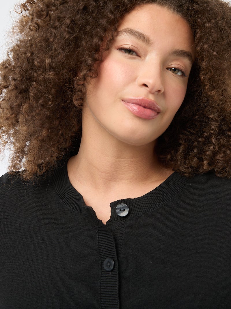 Gilet en maille uni Noir - Kiabi