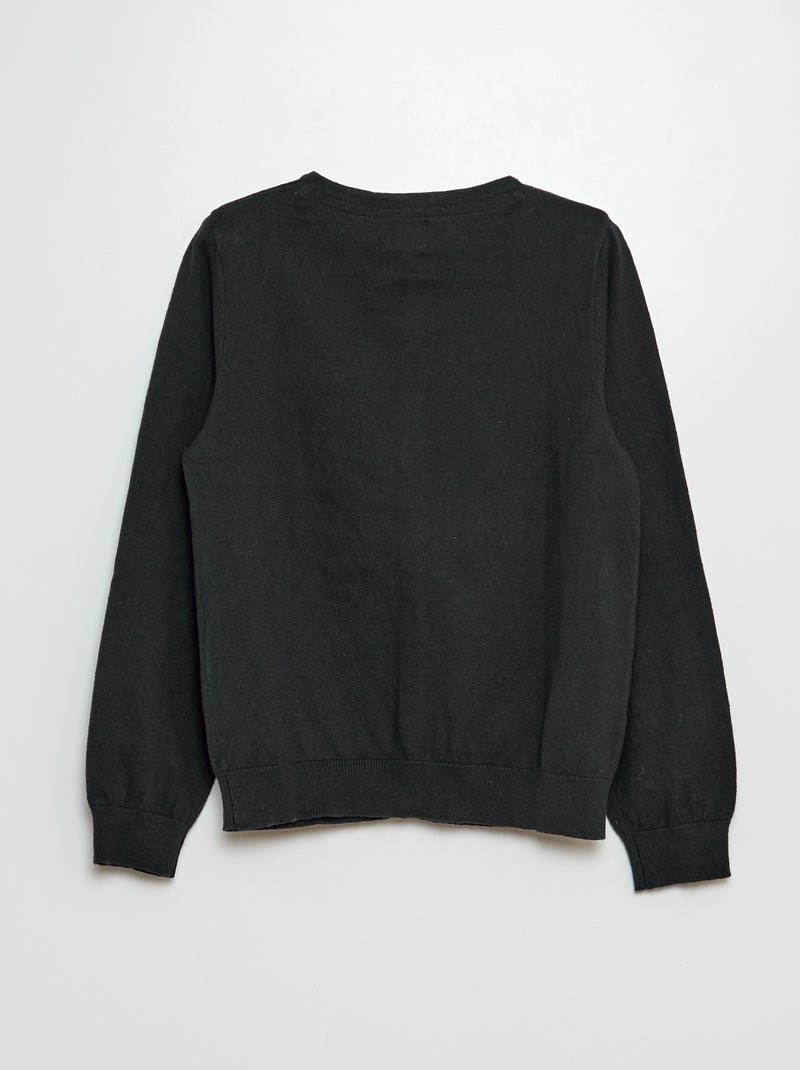 Gilet en maille unie Noir - Kiabi