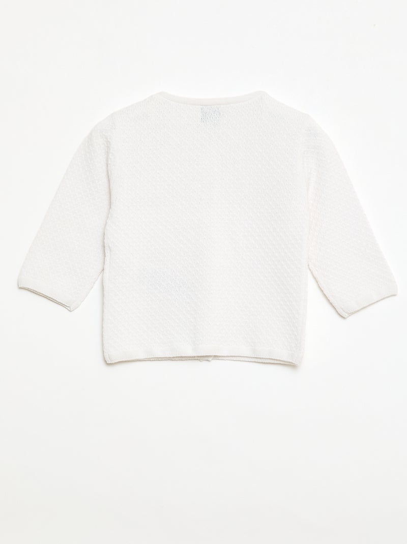 Gilet en point mousse uni Blanc - Kiabi