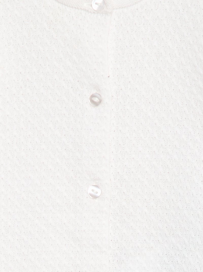 Gilet en point mousse uni Blanc - Kiabi