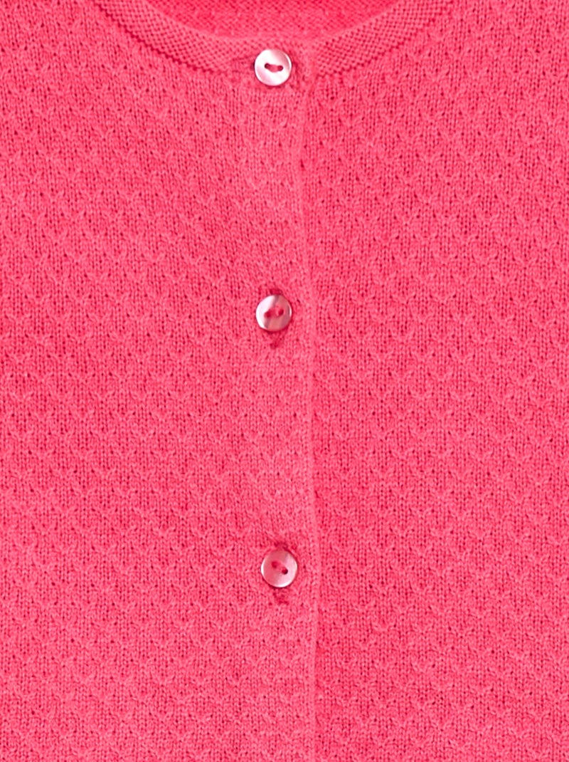 Gilet en point mousse uni Rose - Kiabi