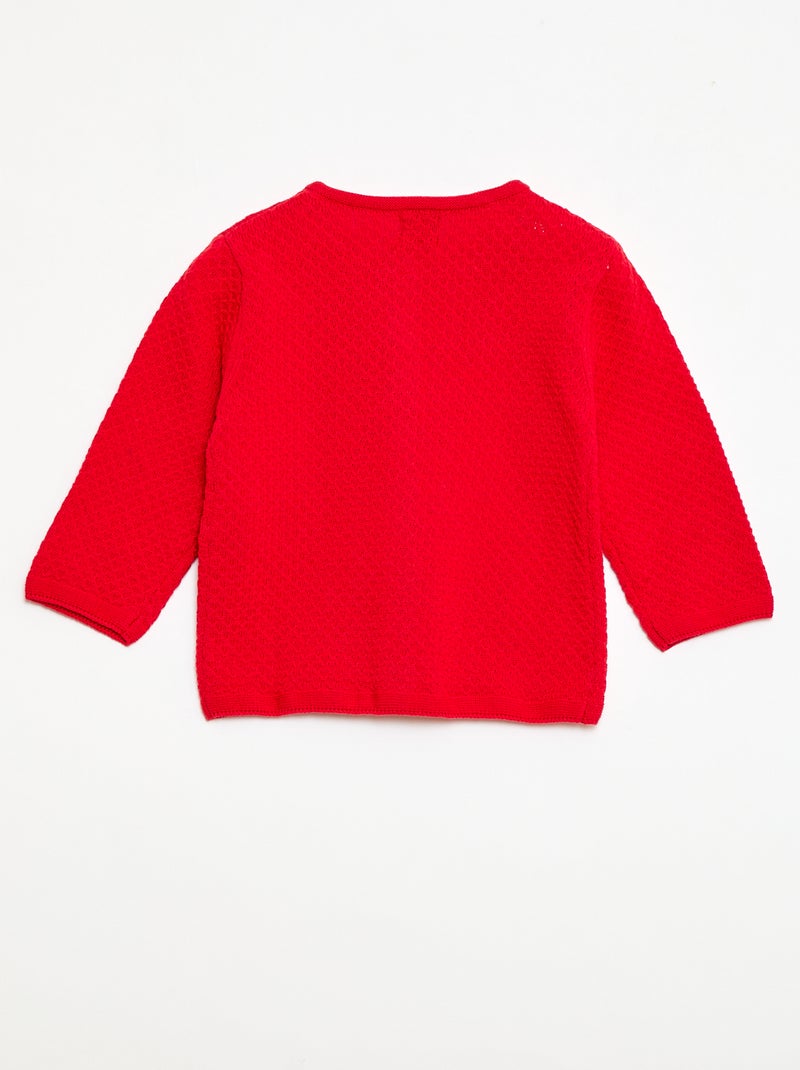 Gilet en point mousse uni Rouge - Kiabi