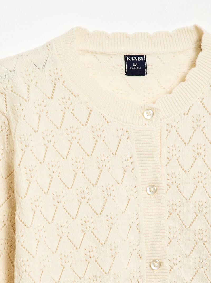 Gilet fantaisie en maille ajourée Blanc - Kiabi