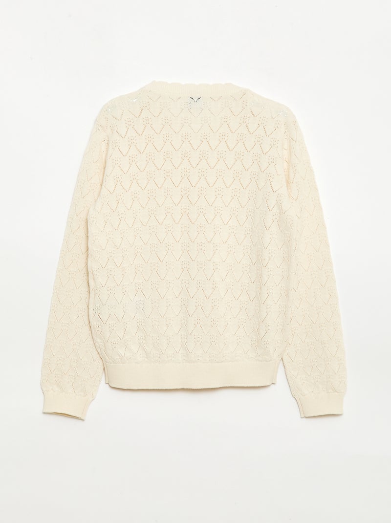 Gilet fantaisie en maille ajourée Blanc - Kiabi