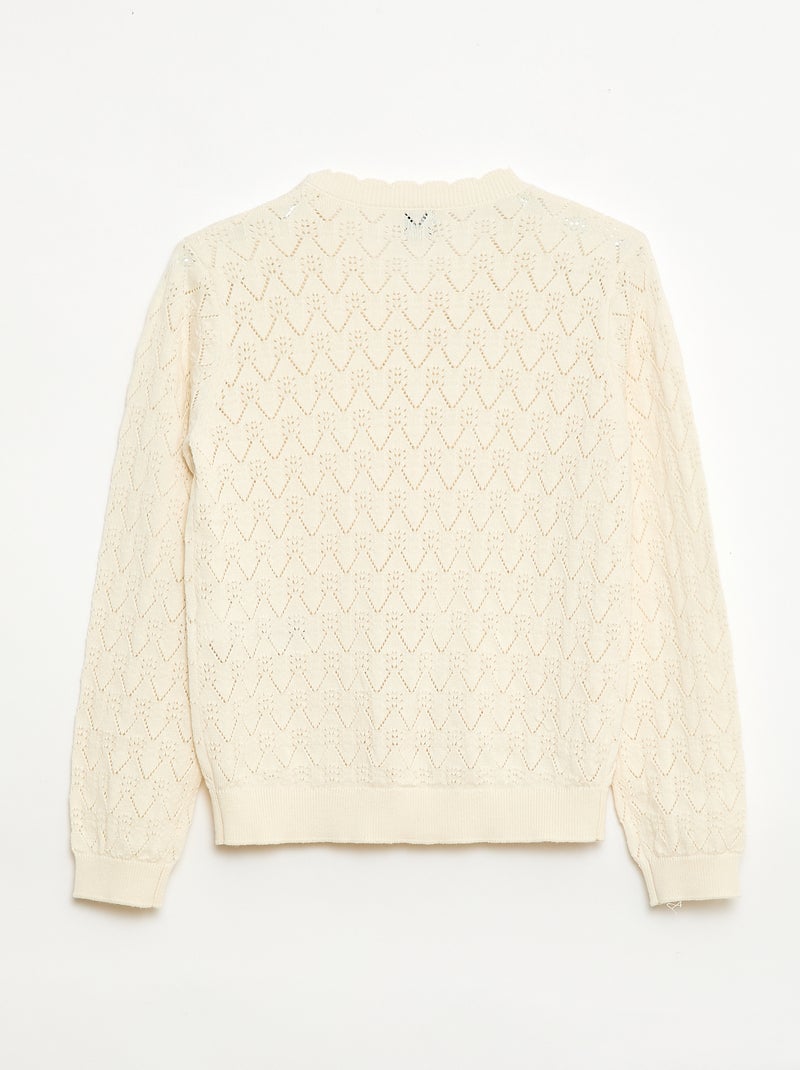 Gilet fantaisie en maille ajourée Blanc - Kiabi