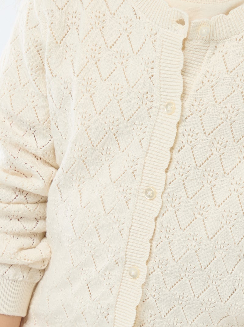 Gilet fantaisie en maille ajourée Blanc - Kiabi