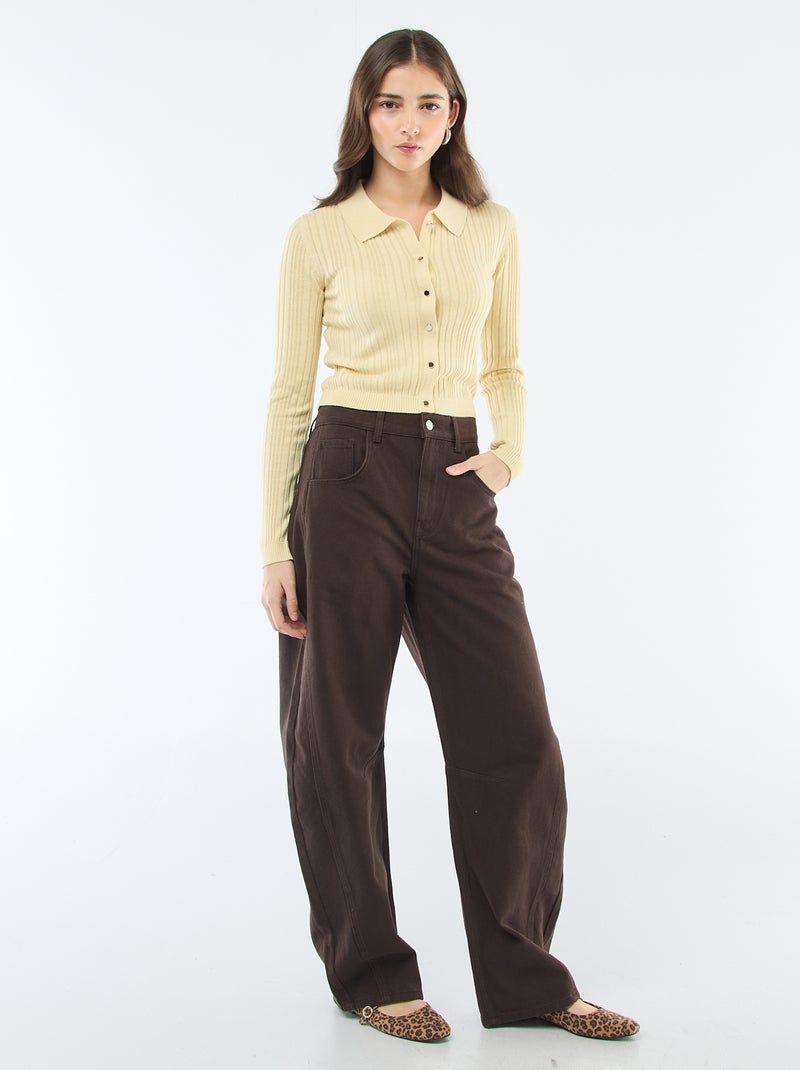 Gilet fin à col polo Jaune - Kiabi