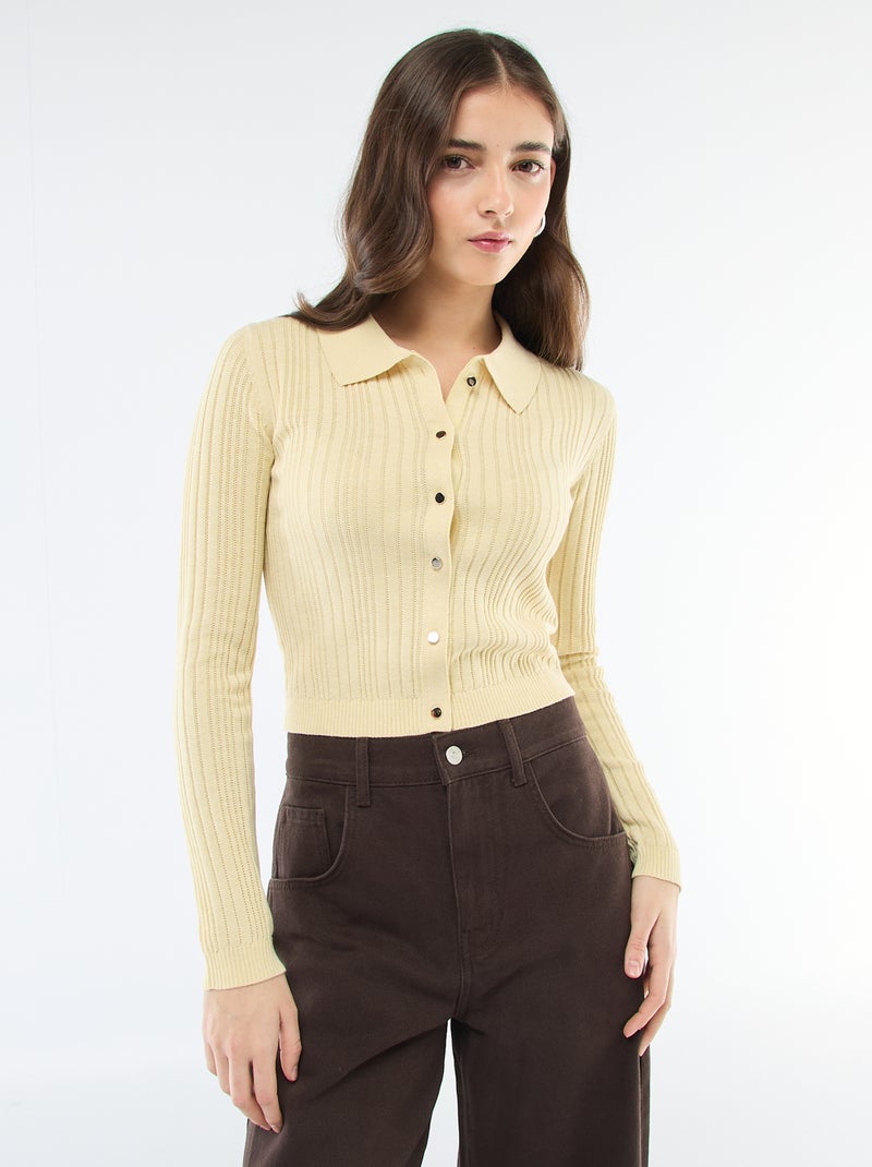 Gilet fin à col polo Jaune - Kiabi