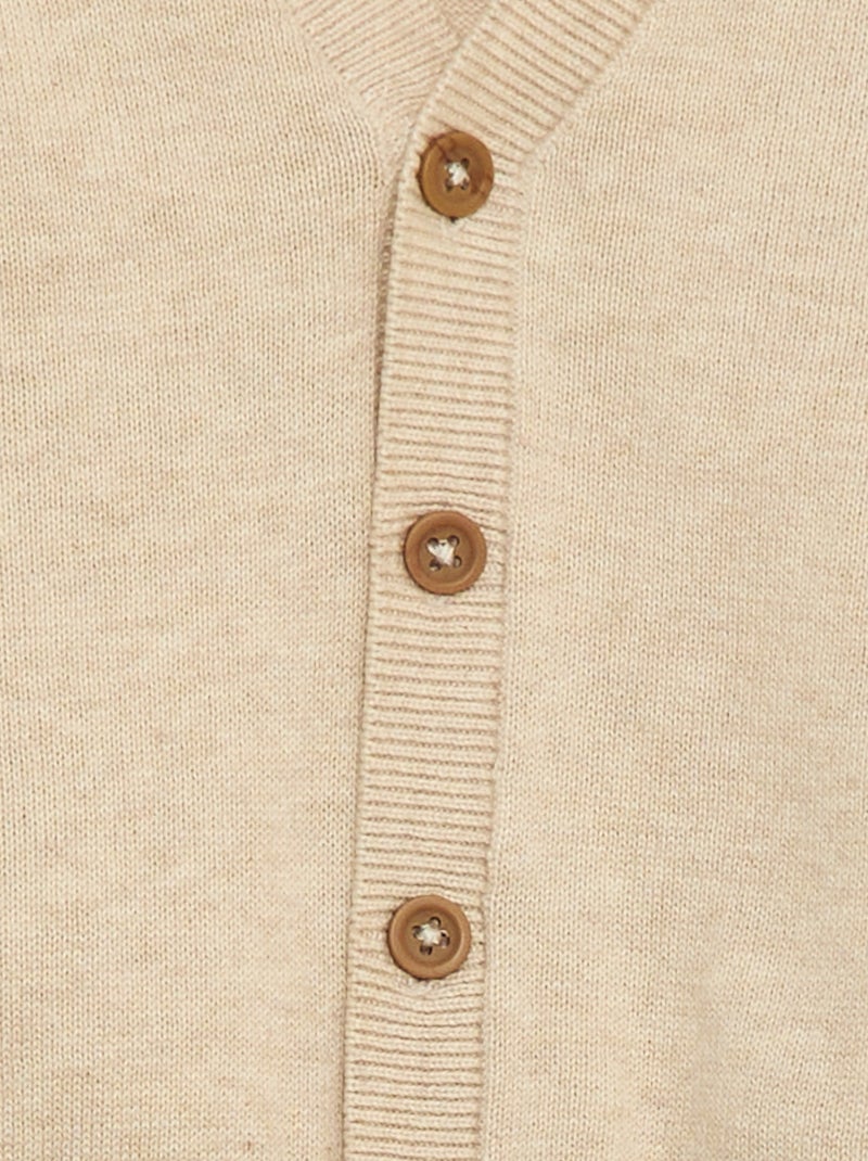 Gilet fine jauge col V Beige - Kiabi