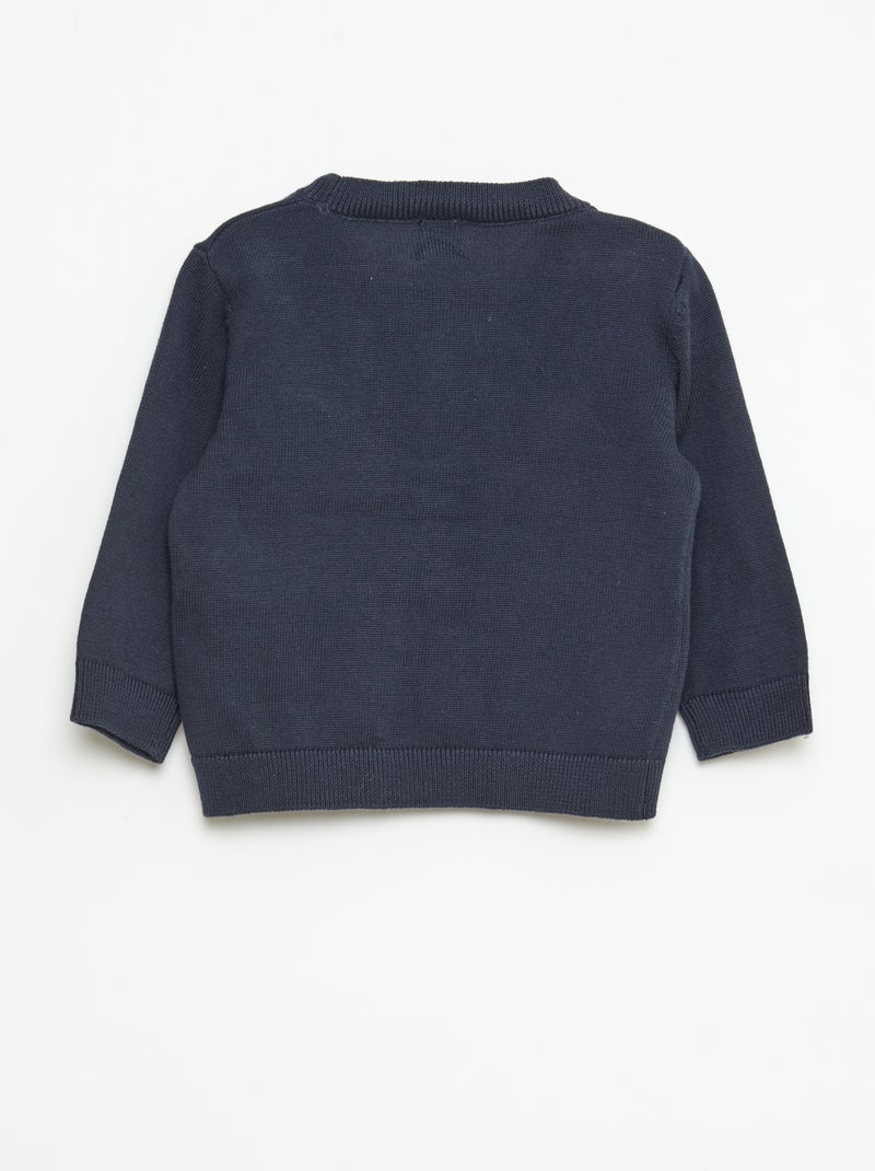 Gilet fine jauge col V Bleu - Kiabi