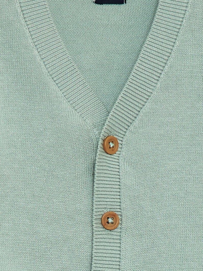 Gilet fine jauge col V Bleu - Kiabi