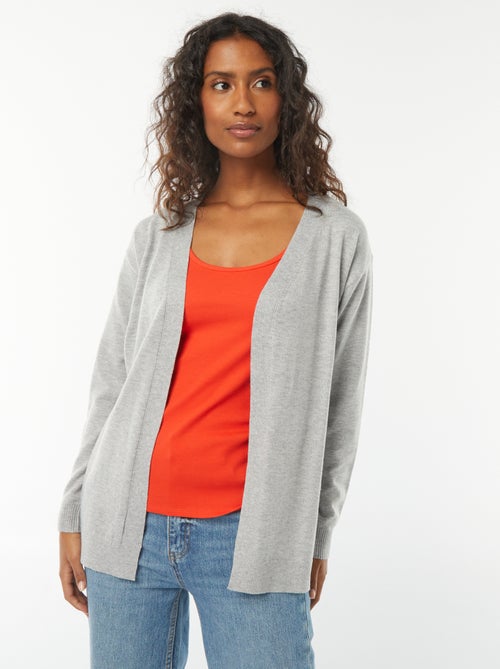 Gilet long en maille fine - Kiabi