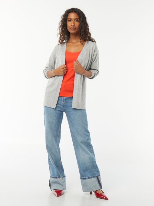 Gilet long en maille fine - Kiabi