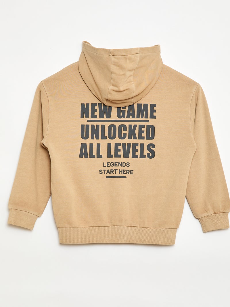 Gilet loose à capuche dos animé en coton Beige - Kiabi