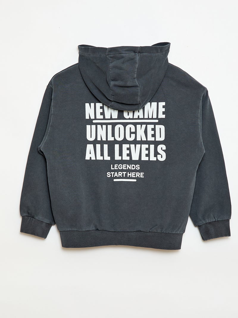 Gilet loose à capuche dos animé en coton Noir - Kiabi