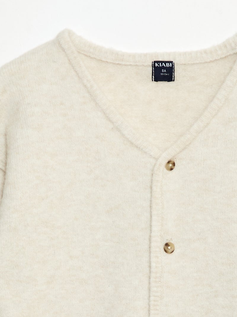 Gilet loose col V uni Beige - Kiabi