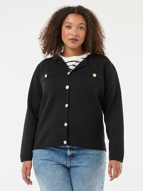 Gilet maille reliefée avec boutons rétro - Kiabi