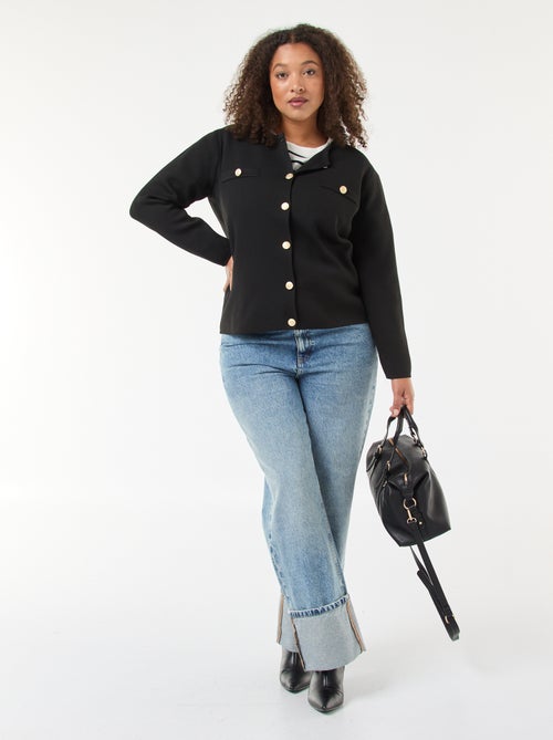 Gilet maille reliefée avec boutons rétro - Kiabi