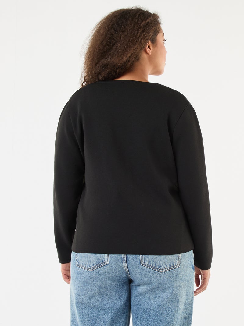 Gilet maille reliefée avec boutons rétro Noir - Kiabi