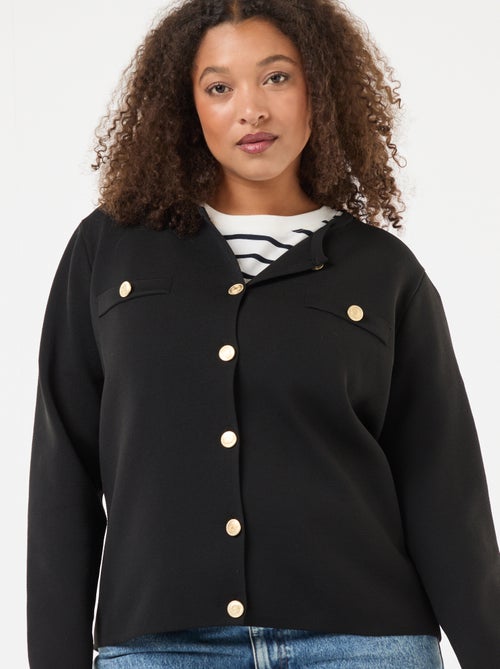 Gilet maille reliefée avec boutons rétro - Kiabi