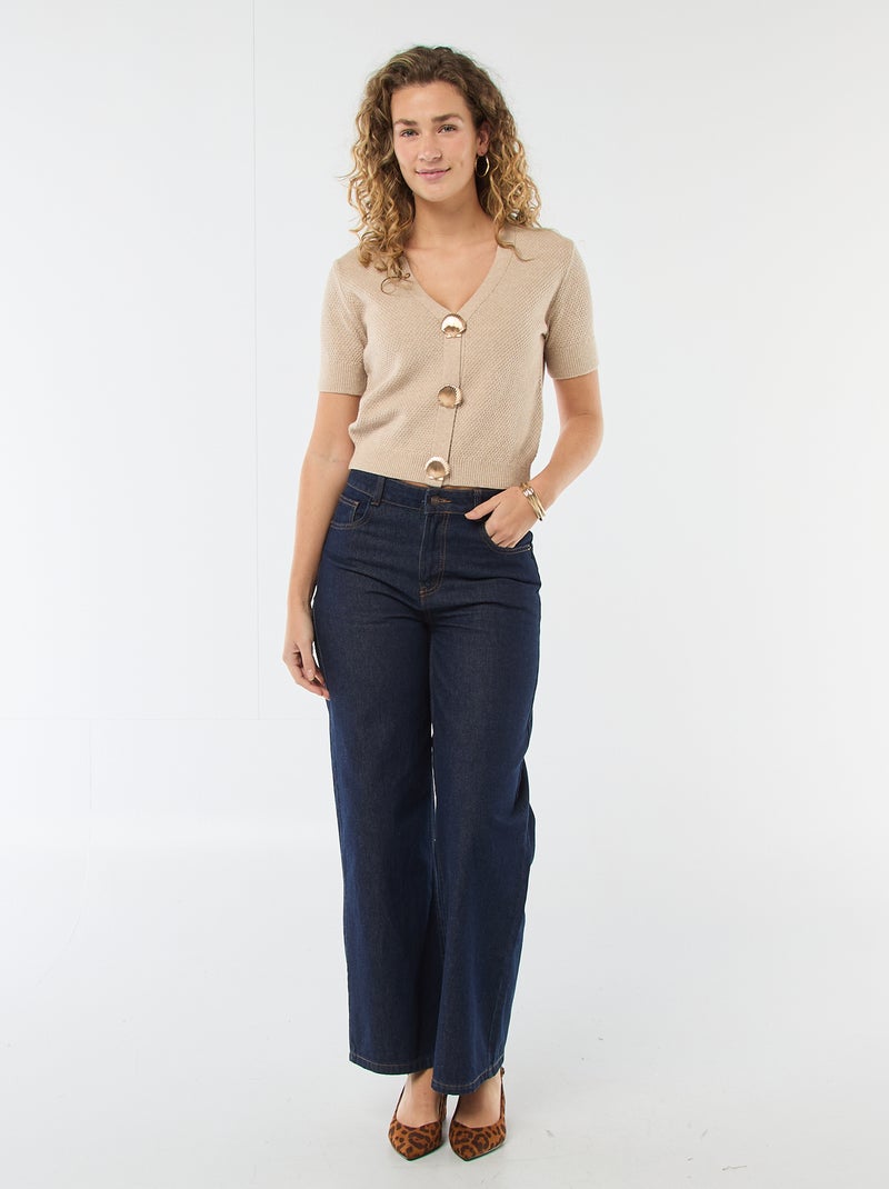 Gilet manches courtes à boutons fantaisies Beige - Kiabi