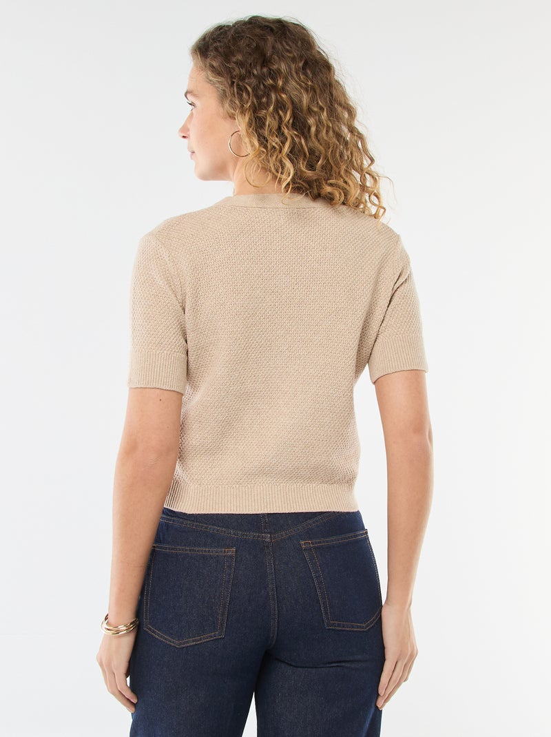 Gilet manches courtes à boutons fantaisies Beige - Kiabi