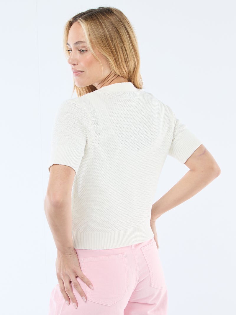 Gilet manches courtes à boutons fantaisies Blanc - Kiabi